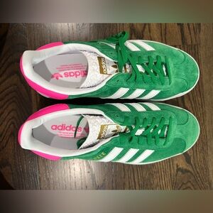 adidas gazelle bold sneakers green/pink platform